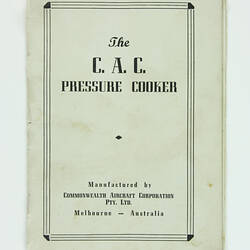 Front cover of printed booklet.
