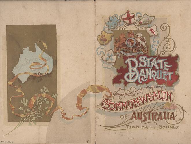 Menu - State Banquet to Commemorate Inauguration of The Commonwealth of Australia, Town Hall, Sydney, 5 Jan 1901
