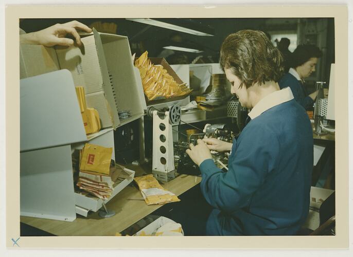 Slide 268, 'Extra Prints of Coburg Lecture', Splicing 16mm Film for Processing, Building 20, Kodak Factory, Coburg, circa 1960s