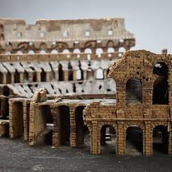 Model of Colosseum made of cork. Detail.
