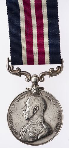 Medal - Military Medal, King George V, 1st Issue, Great Britain, Sergeant John Adrian Evans, 1916-1919 - Obverse