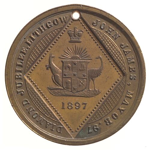 Medal - Diamond Jubilee of Queen Victoria, Town of Lithgow, Lithgow Town Council, New South Wales, Australia, 1897