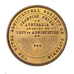 Medal - Department of Agriculture, Champion Prize of Australia, c. 1905