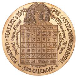 Medal - Halleys Comet, Numismatic Association of Victoria, 1986 AD