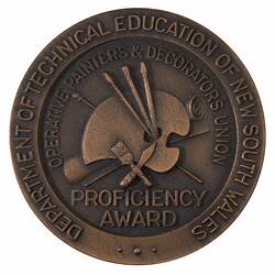 Medal - Operative Painters & Decorators Union Proficiency Award, Department of Technical Education, New South Wales, Australia, circa 1974