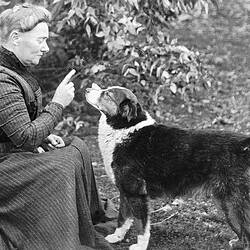 Negative - Woman Training a Dog, Amherst, Victoria, 1910