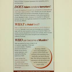HT 56068, Brochure - 'Islam Q & A', Victorian Mosque Open Day, 17 Mar 2019 (RELIGIONS), Document, Registered