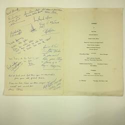 HT 54706, Menu - Dinner, Orient Line, SS Oronsay, 19 Mar 1959 (MIGRATION), Document, Registered