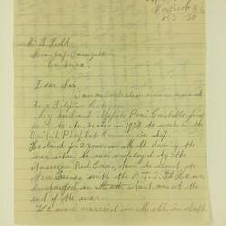 Letter - Aileen Castillo to Harold Holt, Minister For Immigration, Canberra, 8 Mar 1950