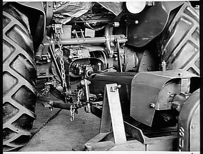SUNSHINE P. T. O. MOWER FITTED TO DAVID BROWN TRACTOR: MARCH 1951