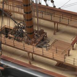 Model clipper ship deck detail.