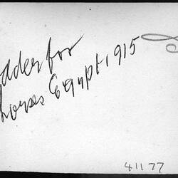Back inscription on photograph, hand-written.