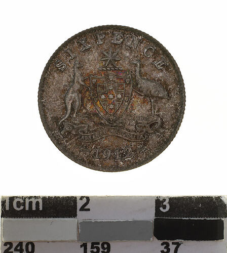 Coin - Sixpence, Australia, 1912, photographed by Museums Victoria