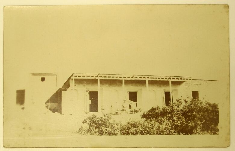 Front face of stone building or cottage.