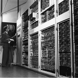 Photograph - CSIRAC Computer, Trevor Pearcey, Sydney, 5 November 1952