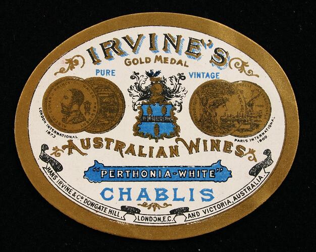 Wine Label - Great Western Winery, Chablis, 'Perthonia-White', 1905-1918