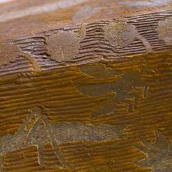 Carved wooden container, Northern Territory (detail of decoration)