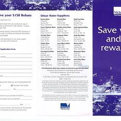 Brochure - 'Save water and be rewarded', Department of Sustainability and Environment, 2002