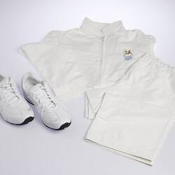 White sport shoes and tracksuit.