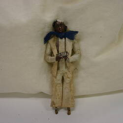 Indian Figure - Man Wearing Blue Scarf, Clay