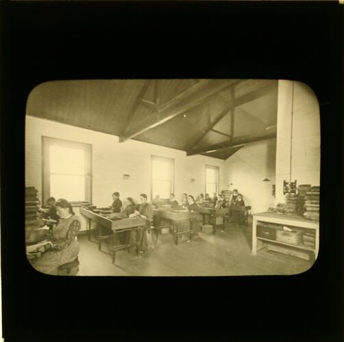 Lantern Slide - Royal Victorian Institute for the Blind, Classroom, circa 1900