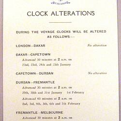 Information Card - Clock Alterations