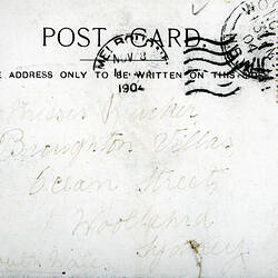 Red Victorian postage on postcard to Sydney