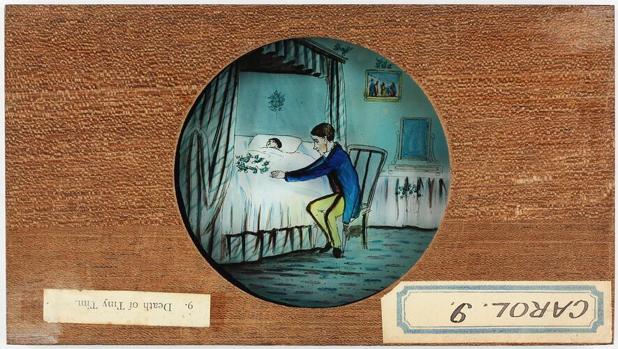 Lantern Slide - Carol 9, 'Death of Tiny Tim', Single Slide, 1843-1880