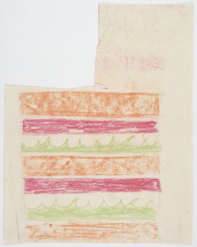 Work on Paper - John Rodriquez, Orange, Pink and Green Design, 1950s