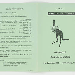 Leaflet - Fremantle, P&O Orient Line 'Oriana' Port of Call, Australia to England, 1965