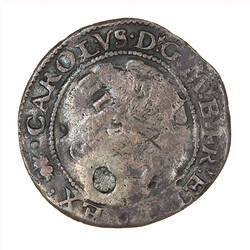Coin, round, Within an inner beaded circle, the crowned and draped bust of a king facing left; text around.