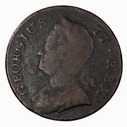 Coin - Halfpenny, George II, Great Britain, 1743 (Obverse)