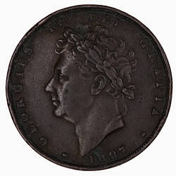 Coin - Farthing, George IV, Great Britain, 1827 (Obverse)