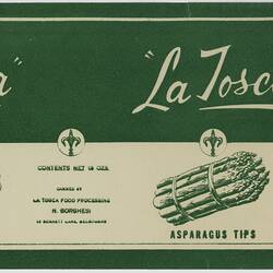 Food Label - La Tosca Asparagus Tips, 1950s