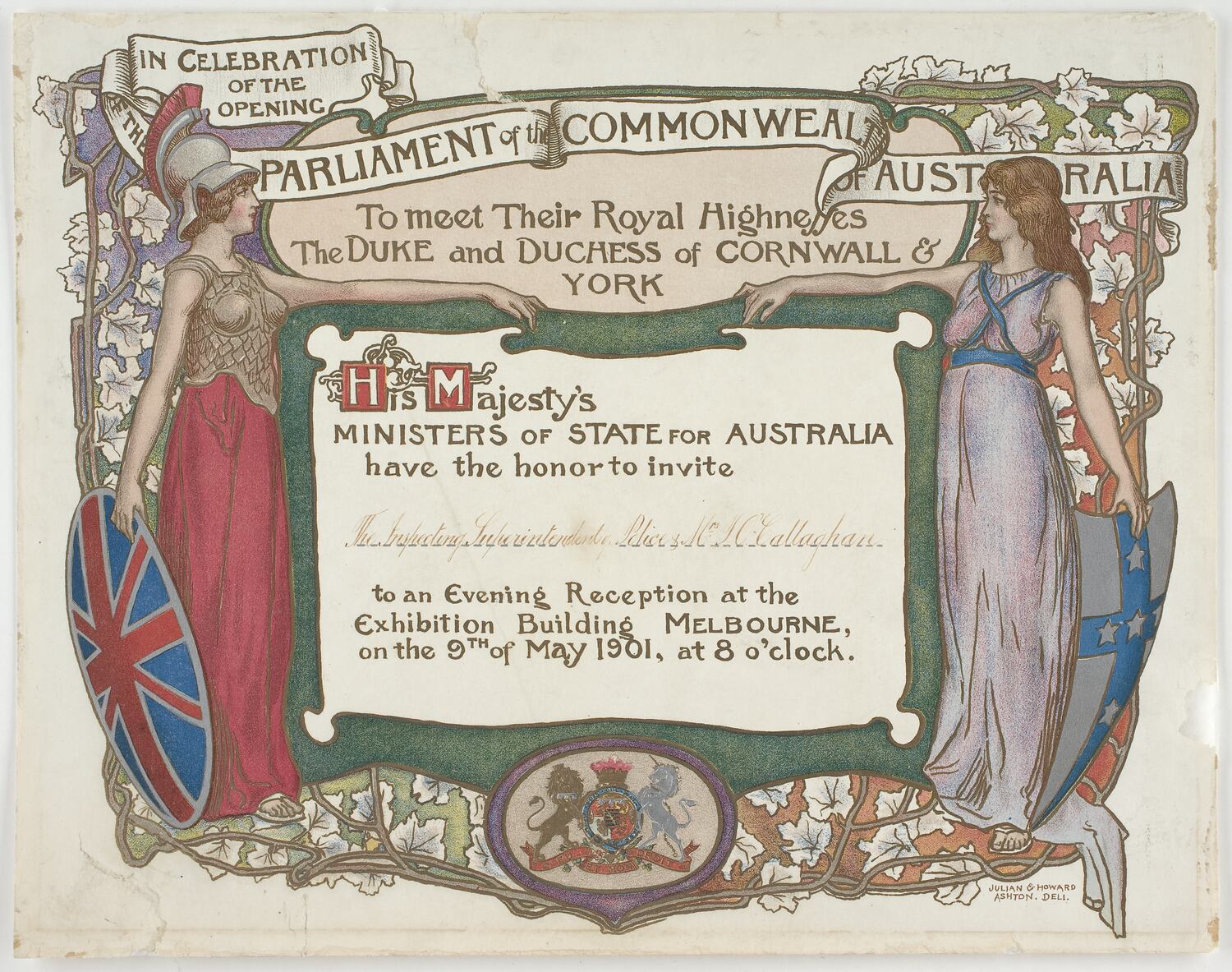Invitation - Opening of Federal Parliament, 1901