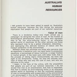 Booklet - Australia's Human Resources, 1973