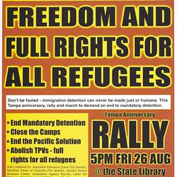 Poster - Freedom and Full Rights for all Refugees, Refugee Action Collective, Aug 2005