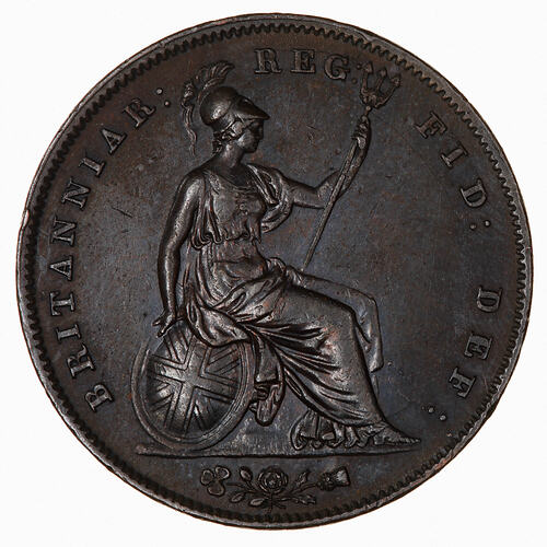 Coin - Penny, Queen Victoria, Great Britain, 1844 (Reverse)