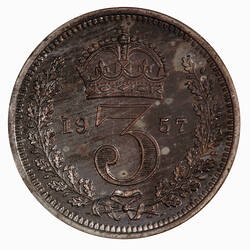Coin - Threepence (Maundy), Elizabeth II, Great Britain, 1957 (Reverse)