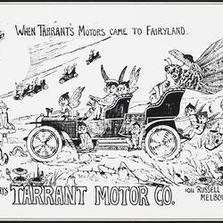 Postcard - Tarrant Motor Co, 'When Tarrant's Motors Came to Fairyland', Melbourne, Victoria, circa 1985