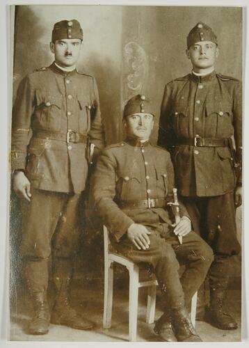 Three Men in Army Uniform, Hungary, circa 1928