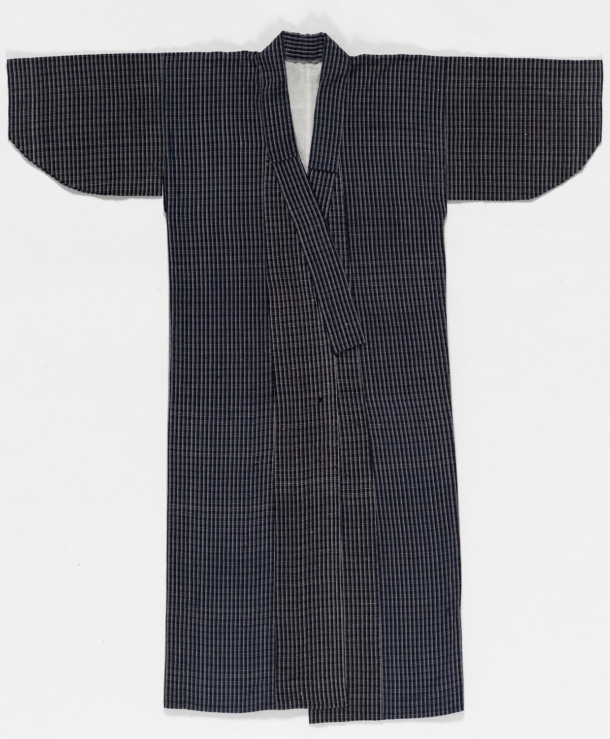 Kimono Blue Striped Cotton and Silk, 1915