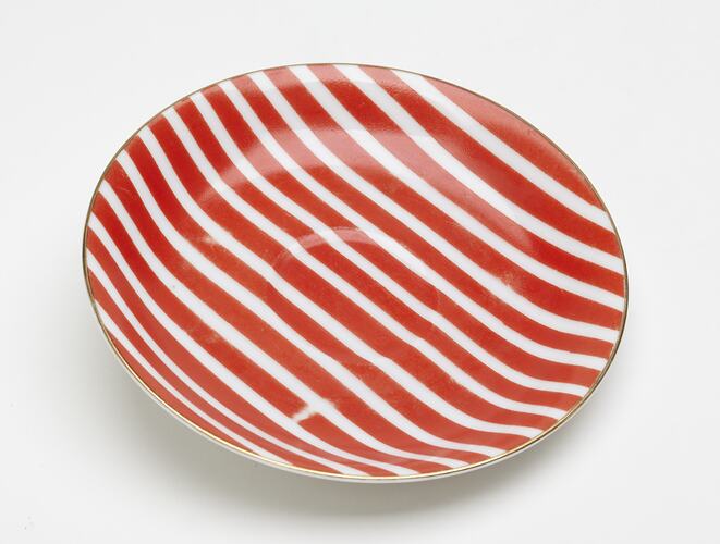 Saucer - Nathco Chinaware, Red & White Stripe, circa 1957
