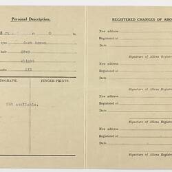 Certificate - Registration of Alien, Issued to Sam Ah Choc
