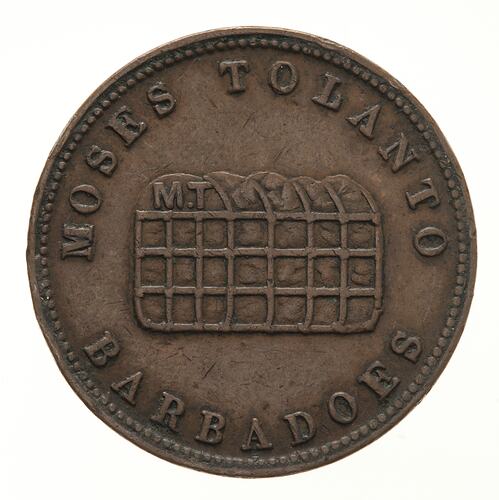 Token - 1/2 Penny, Moses Tolanto, Barbados, circa 1850