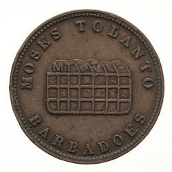 Token - 1/2 Penny, Moses Tolanto, Barbados, circa 1850