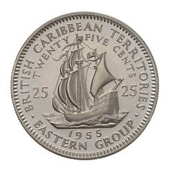Proof Coin - 25 Cents, British Caribbean Territories, 1955