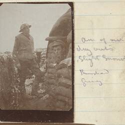 Photograph - Dugout, Somme, France, Sergeant John Lord, World War I, 1916