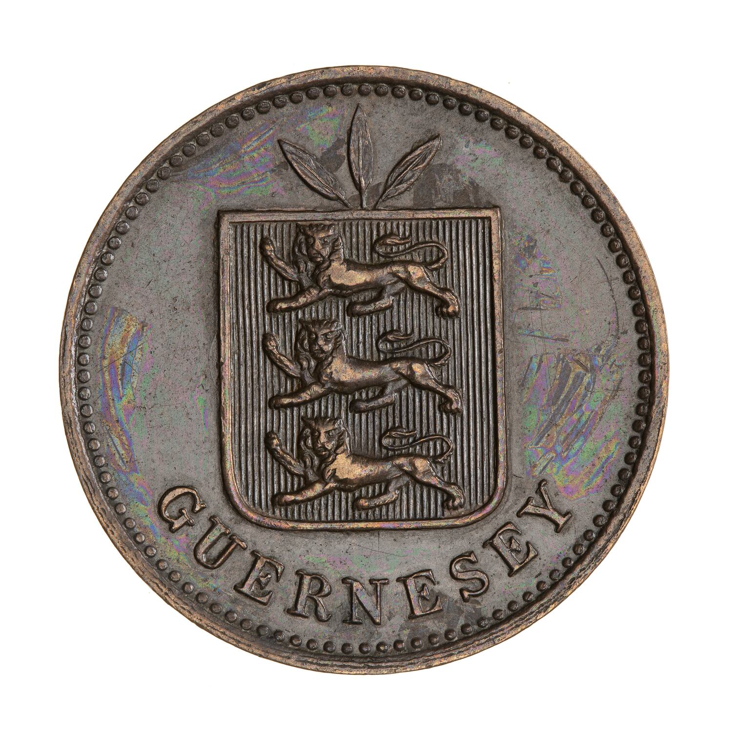 Coin 4 Doubles, Guernsey, Channel Islands, 1885