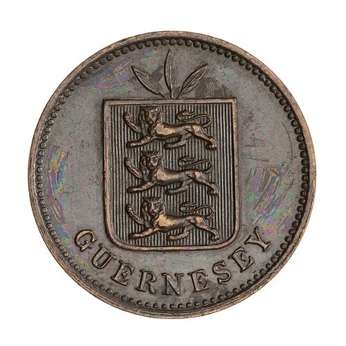Coin - 4 Doubles, Guernsey, Channel Islands, 1885